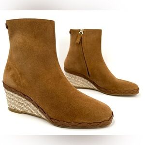 SALVATORE FERRAGAMO CANARIA CROSTA ESPADRILLE WEDGE SUEDE BOOTIES SIZE 6